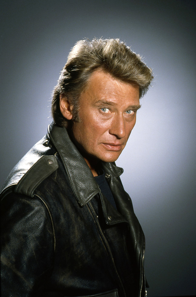 Johnny Hallyday en blouson de cuir