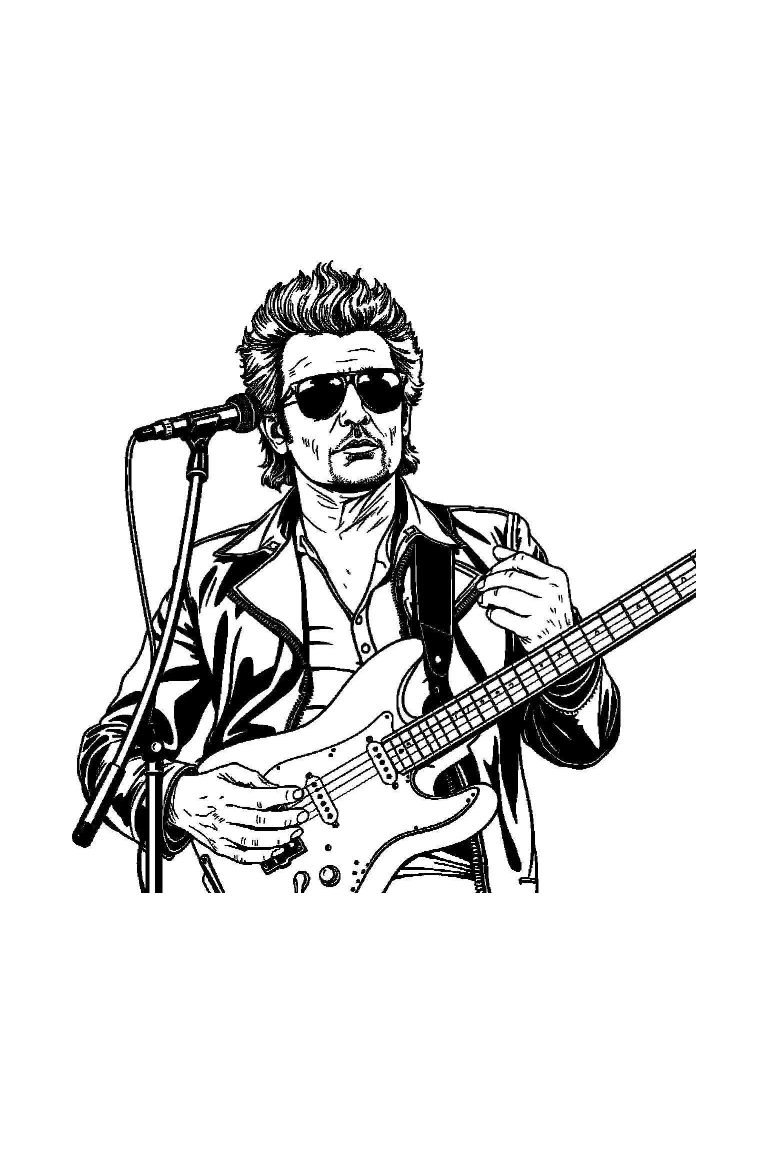 Coloriage Johnny Hallyday gratuit à imprimer - un chanteur rock debout avec les deux bras visibles et bien attachés au corps Coloriage Johnny Hallyday gratuit à imprimer : un chanteur rock debout avec les deux bras visibles et bien attachés au corps