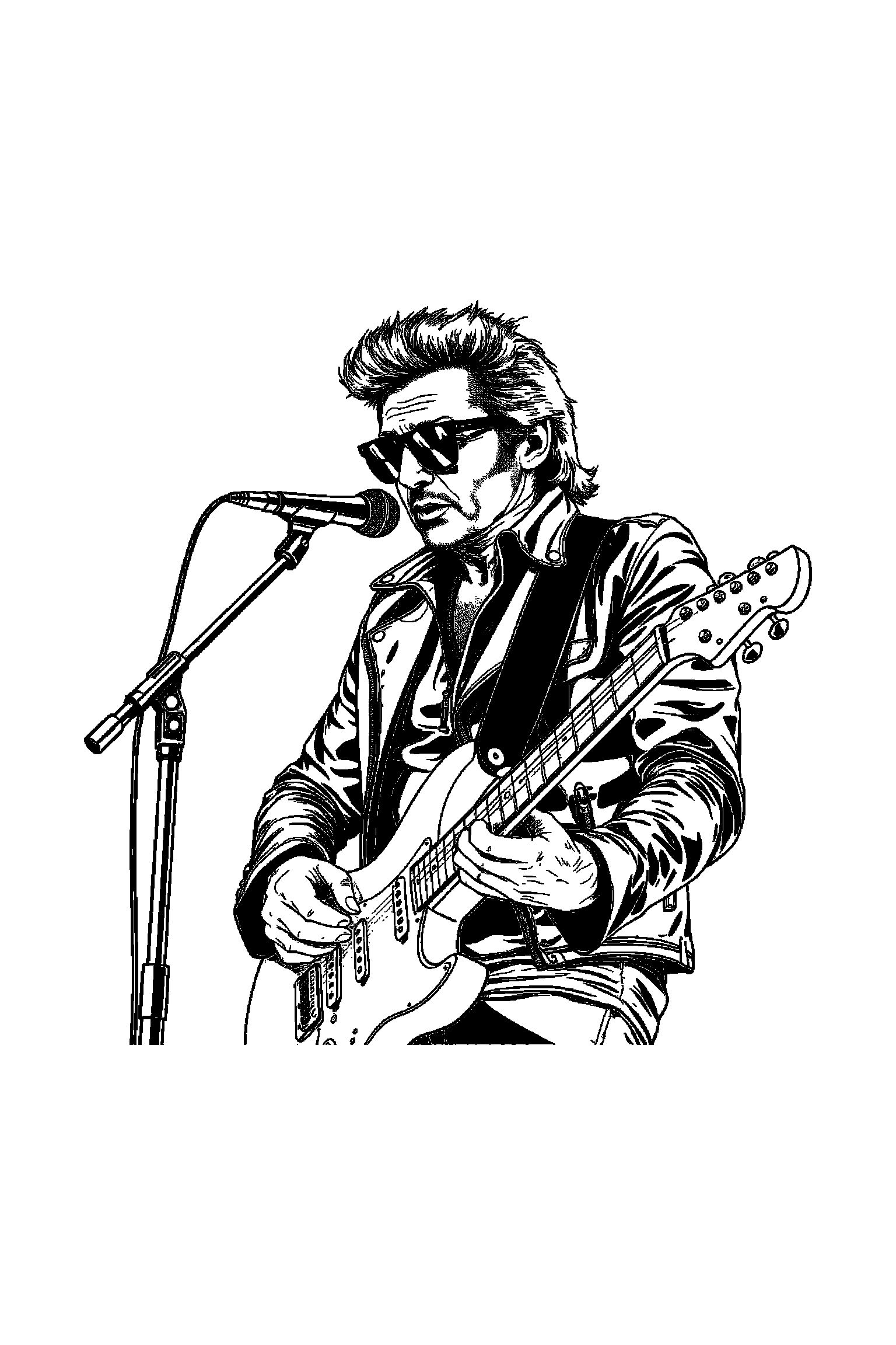 Coloriage Johnny Hallyday gratuit à imprimer - un chanteur rock qui danse sans décor compliqué Coloriage Johnny Hallyday gratuit à imprimer : un chanteur rock qui danse sans décor compliqué