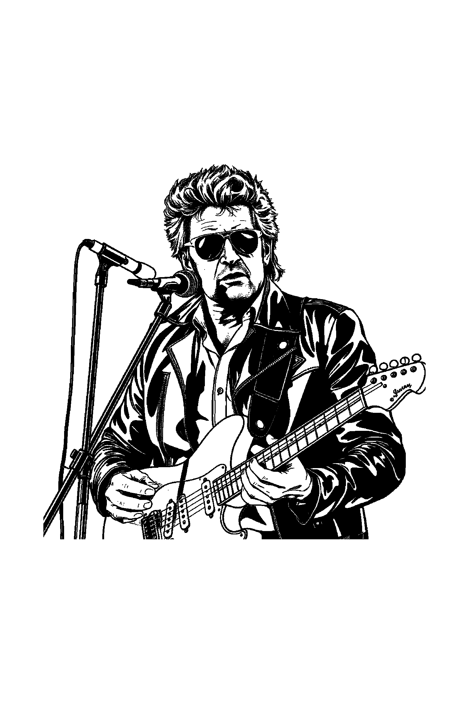 Coloriage Johnny Hallyday gratuit à imprimer - une silhouette de concert tenant une fleur Coloriage Johnny Hallyday gratuit à imprimer : une silhouette de concert tenant une fleur
