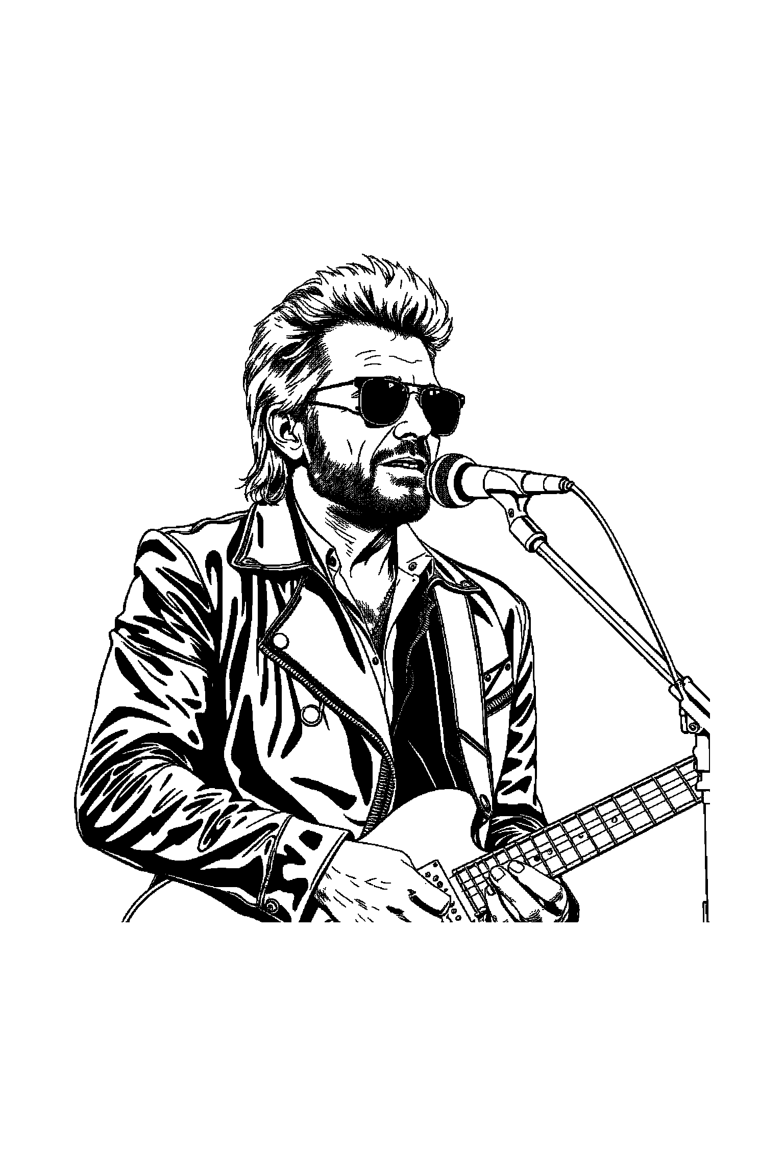 Coloriage Johnny Hallyday gratuit à imprimer - une silhouette de concert qui dort paisiblement Coloriage Johnny Hallyday gratuit à imprimer : une silhouette de concert qui dort paisiblement