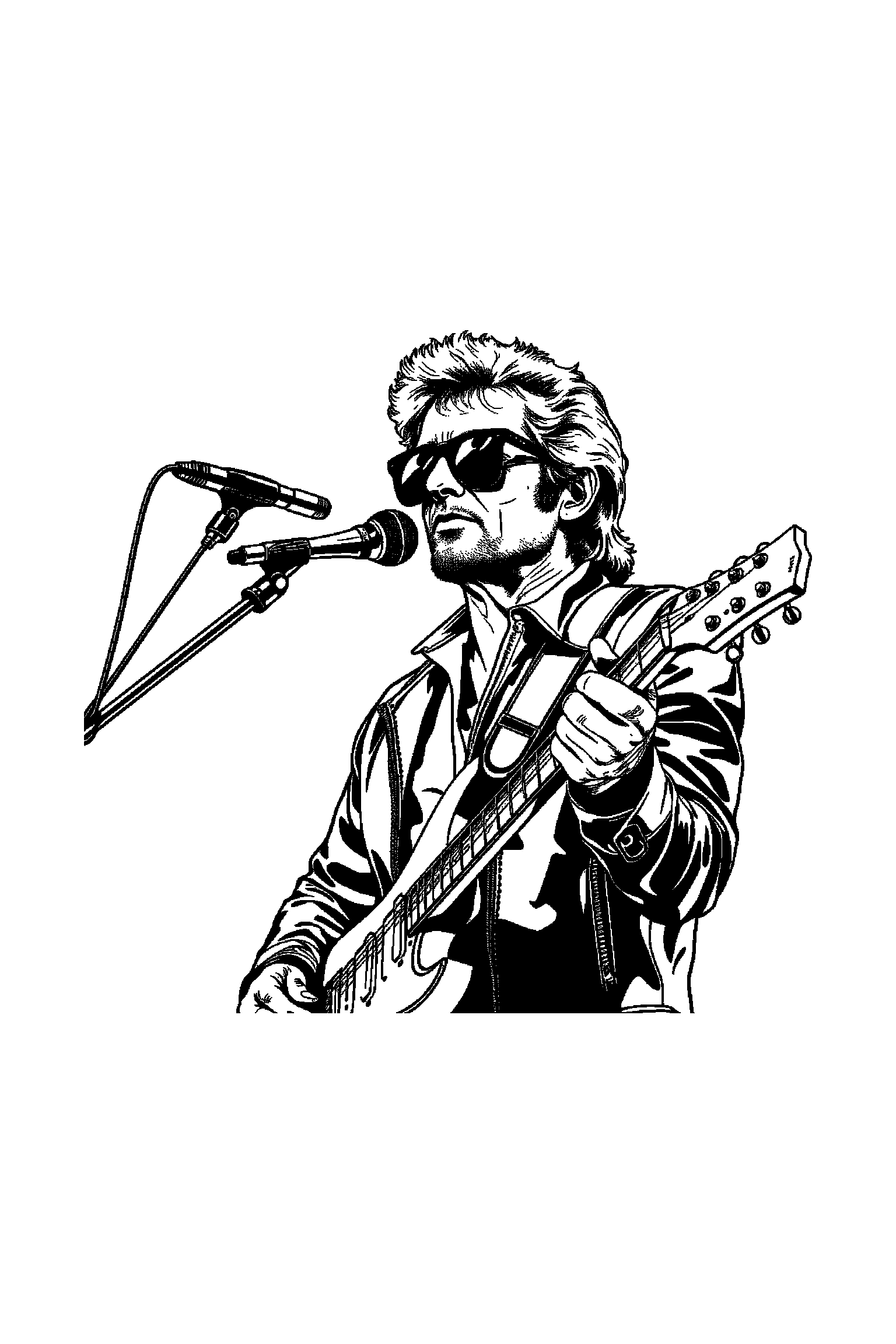Coloriage Johnny Hallyday gratuit à imprimer - Johnny Hallyday debout avec une posture simple et lisible Coloriage Johnny Hallyday gratuit à imprimer : Johnny Hallyday debout avec une posture simple et lisible