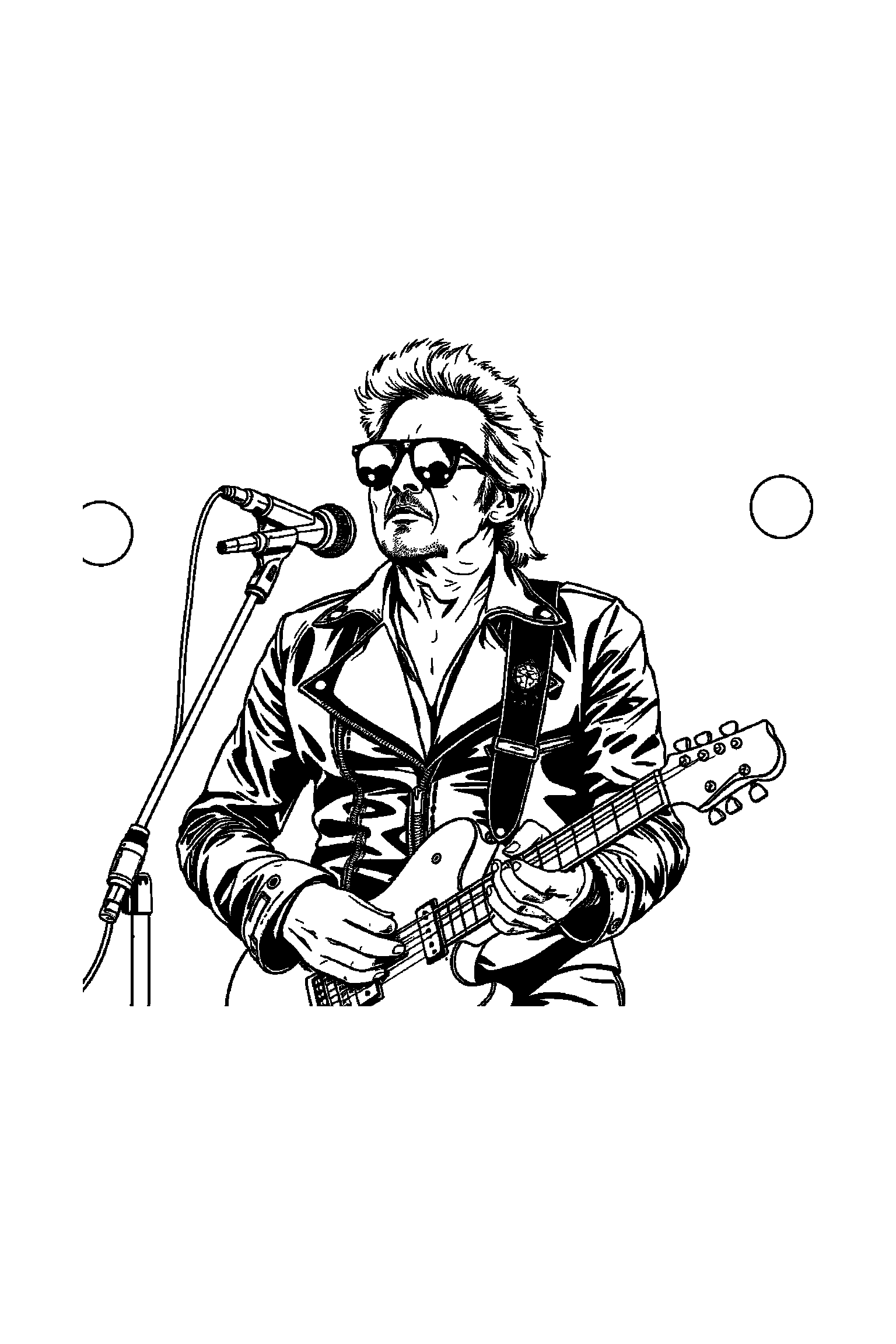 Coloriage Johnny Hallyday gratuit à imprimer - un motard rock avec deux mains visibles et simples Coloriage Johnny Hallyday gratuit à imprimer : un motard rock avec deux mains visibles et simples