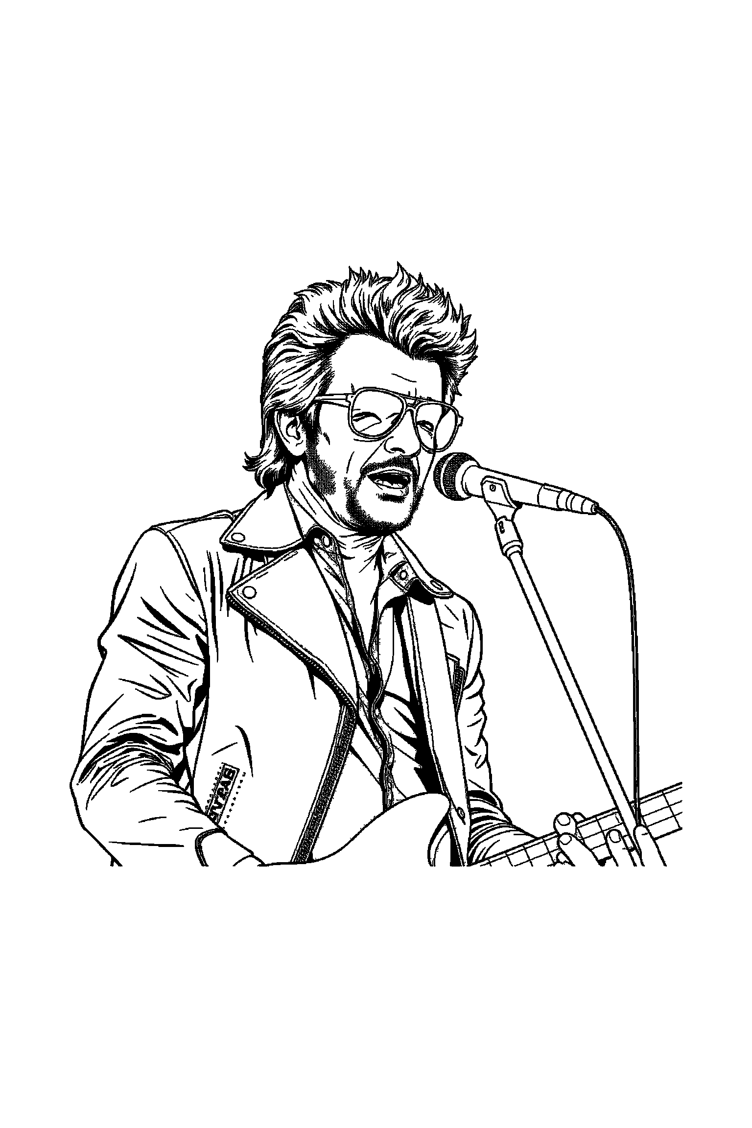Coloriage Johnny Hallyday gratuit à imprimer - une silhouette de concert qui marche calmement Coloriage Johnny Hallyday gratuit à imprimer : une silhouette de concert qui marche calmement