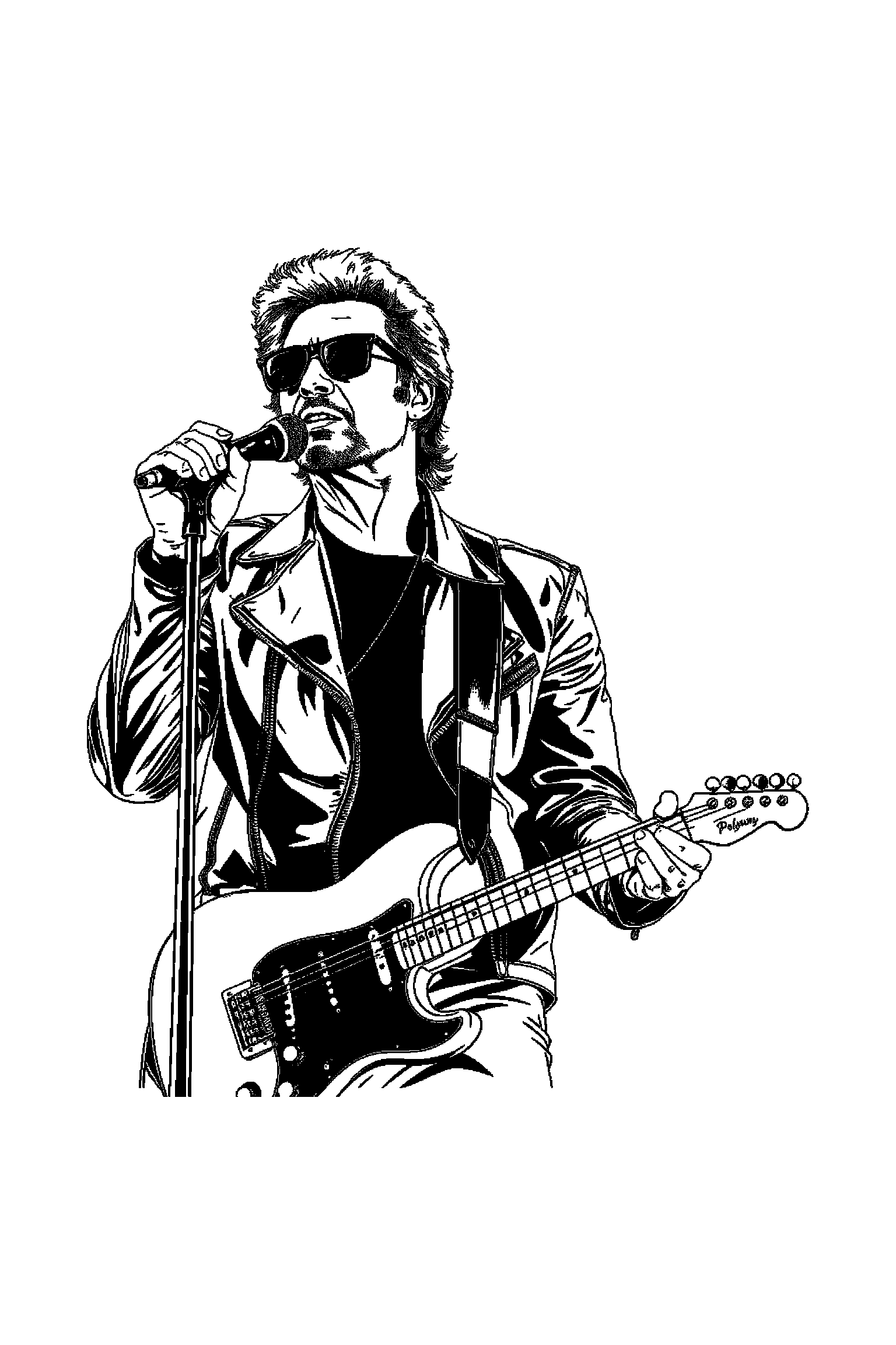 Coloriage Johnny Hallyday gratuit à imprimer - Johnny Hallyday dans une pose héroïque facile Coloriage Johnny Hallyday gratuit à imprimer : Johnny Hallyday dans une pose héroïque facile