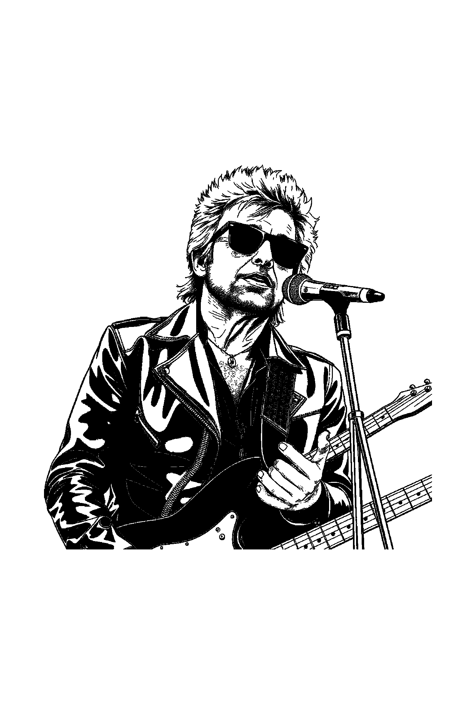Coloriage Johnny Hallyday gratuit à imprimer - une silhouette de concert prêt pour une aventure Coloriage Johnny Hallyday gratuit à imprimer : une silhouette de concert prêt pour une aventure