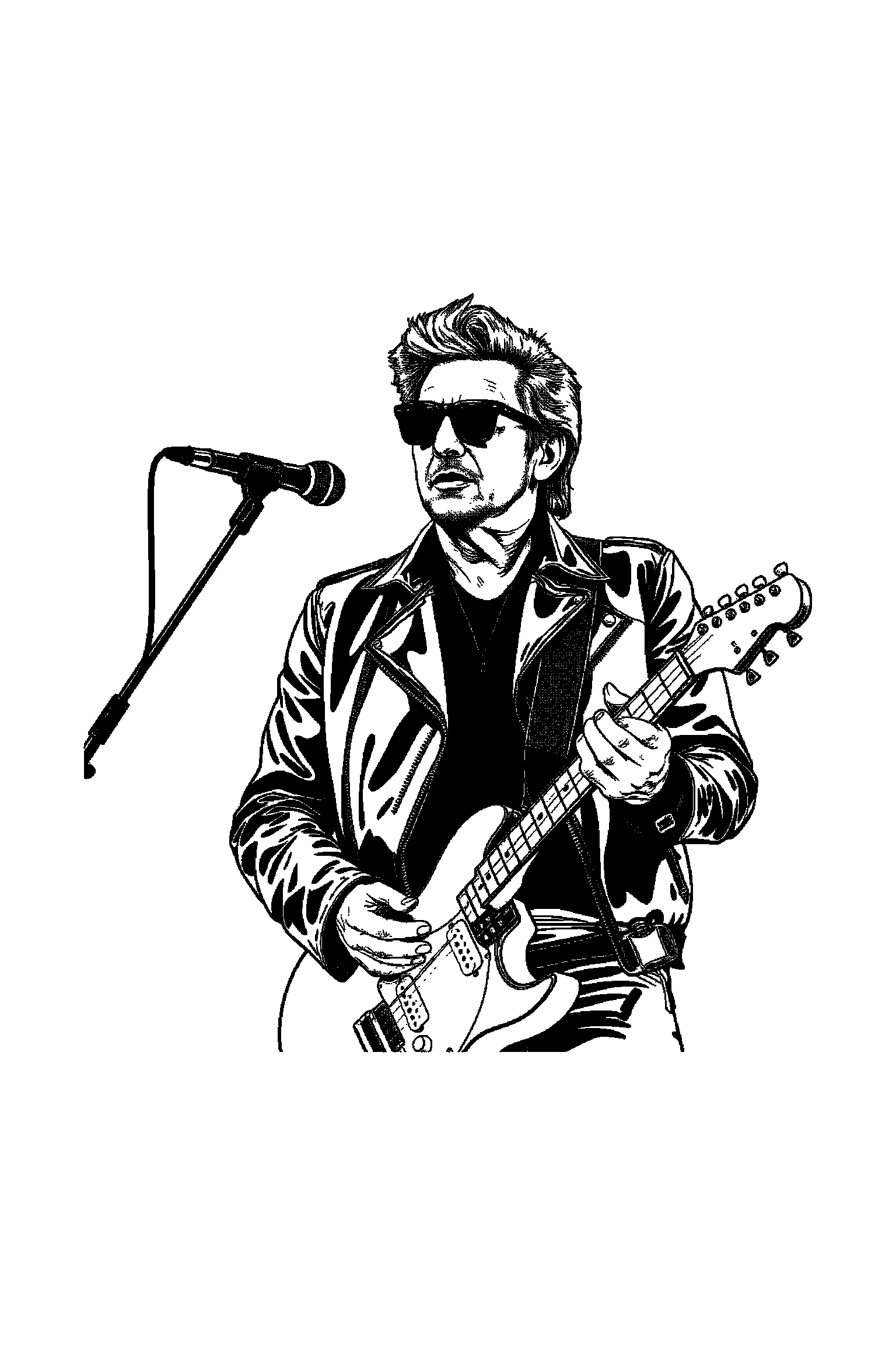 Coloriage Johnny Hallyday gratuit à imprimer - Johnny Hallyday qui lève le bras dans une pose anatomique claire Coloriage Johnny Hallyday gratuit à imprimer : Johnny Hallyday qui lève le bras dans une pose anatomique claire