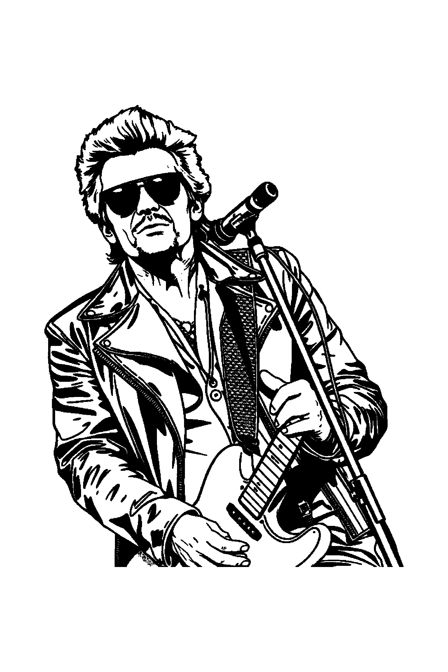 Coloriage Johnny Hallyday gratuit à imprimer - un chanteur rock avec une expression joyeuse Coloriage Johnny Hallyday gratuit à imprimer : un chanteur rock avec une expression joyeuse