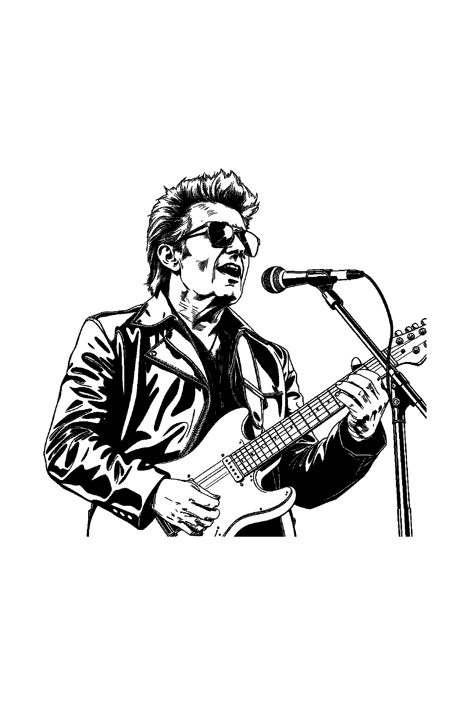 Coloriage Johnny Hallyday gratuit à imprimer - Johnny Hallyday avec un accessoire facile à colorier Coloriage Johnny Hallyday gratuit à imprimer : Johnny Hallyday avec un accessoire facile à colorier