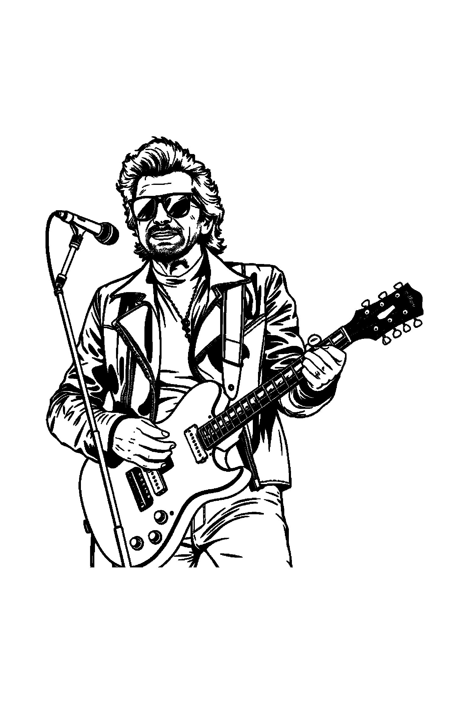 Coloriage Johnny Hallyday gratuit à imprimer - Johnny Hallyday dans une scène de concert Coloriage Johnny Hallyday gratuit à imprimer : Johnny Hallyday dans une scène de concert