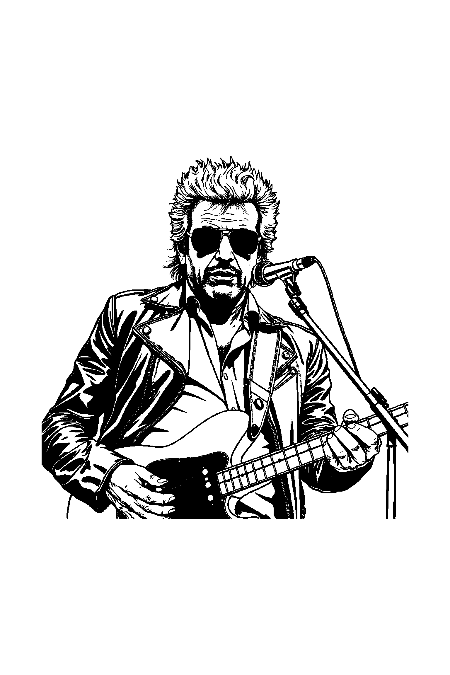 Coloriage Johnny Hallyday gratuit à imprimer - une silhouette de concert avec deux accessoires à colorier Coloriage Johnny Hallyday gratuit à imprimer : une silhouette de concert avec deux accessoires à colorier