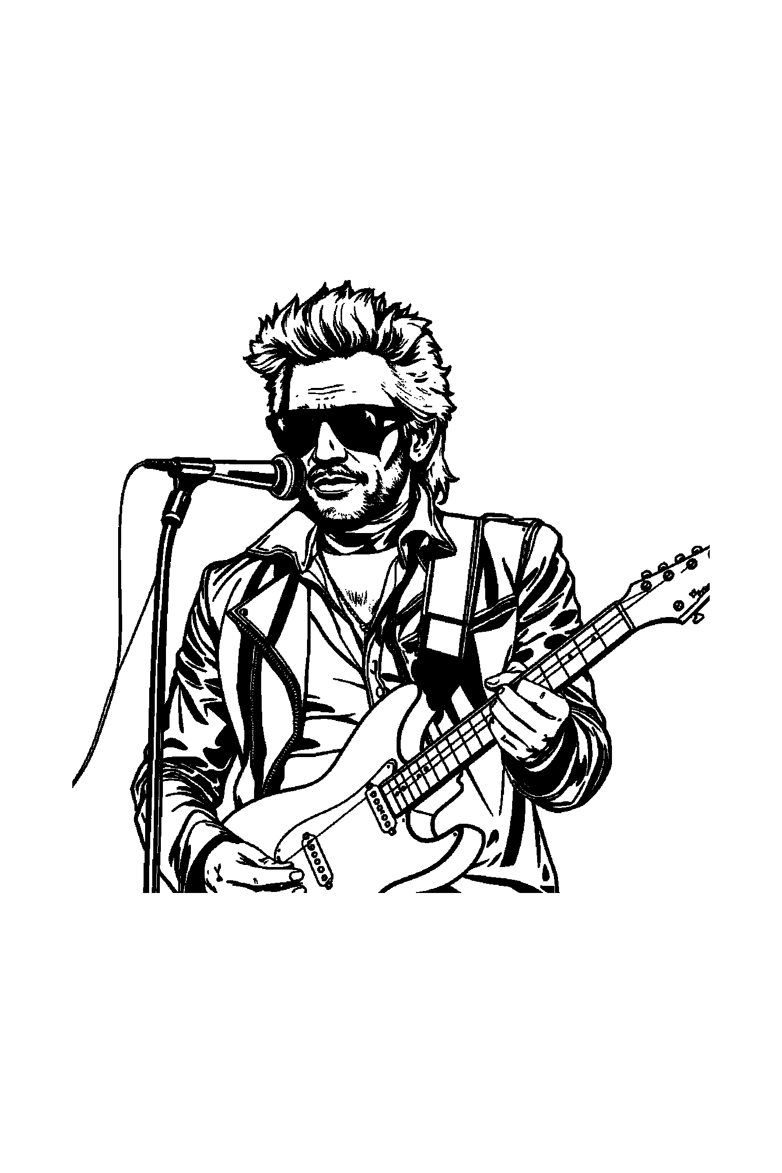 Coloriage Johnny Hallyday gratuit à imprimer - un motard rock avec un autre personnage de son univers Coloriage Johnny Hallyday gratuit à imprimer : un motard rock avec un autre personnage de son univers