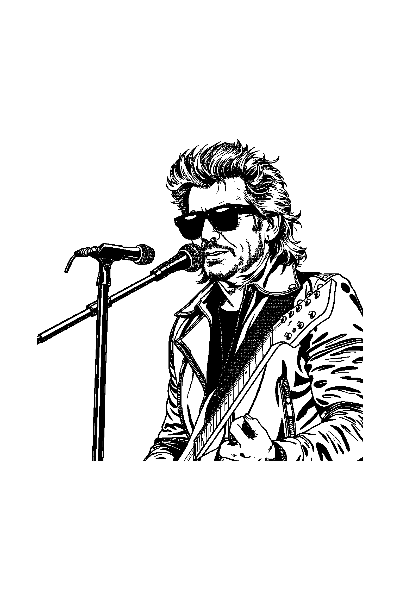 Coloriage Johnny Hallyday gratuit à imprimer - un motard rock dans un cadre décoratif léger Coloriage Johnny Hallyday gratuit à imprimer : un motard rock dans un cadre décoratif léger