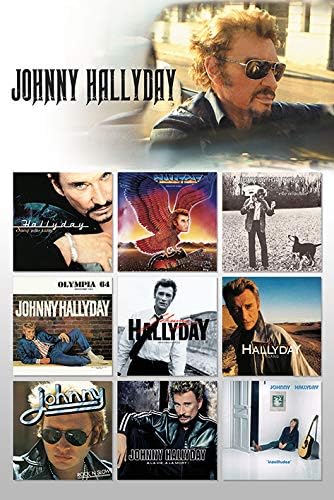 Maxi poster Johnny Hallyday Covers en papier multicolore 61 x 91,5 cm
