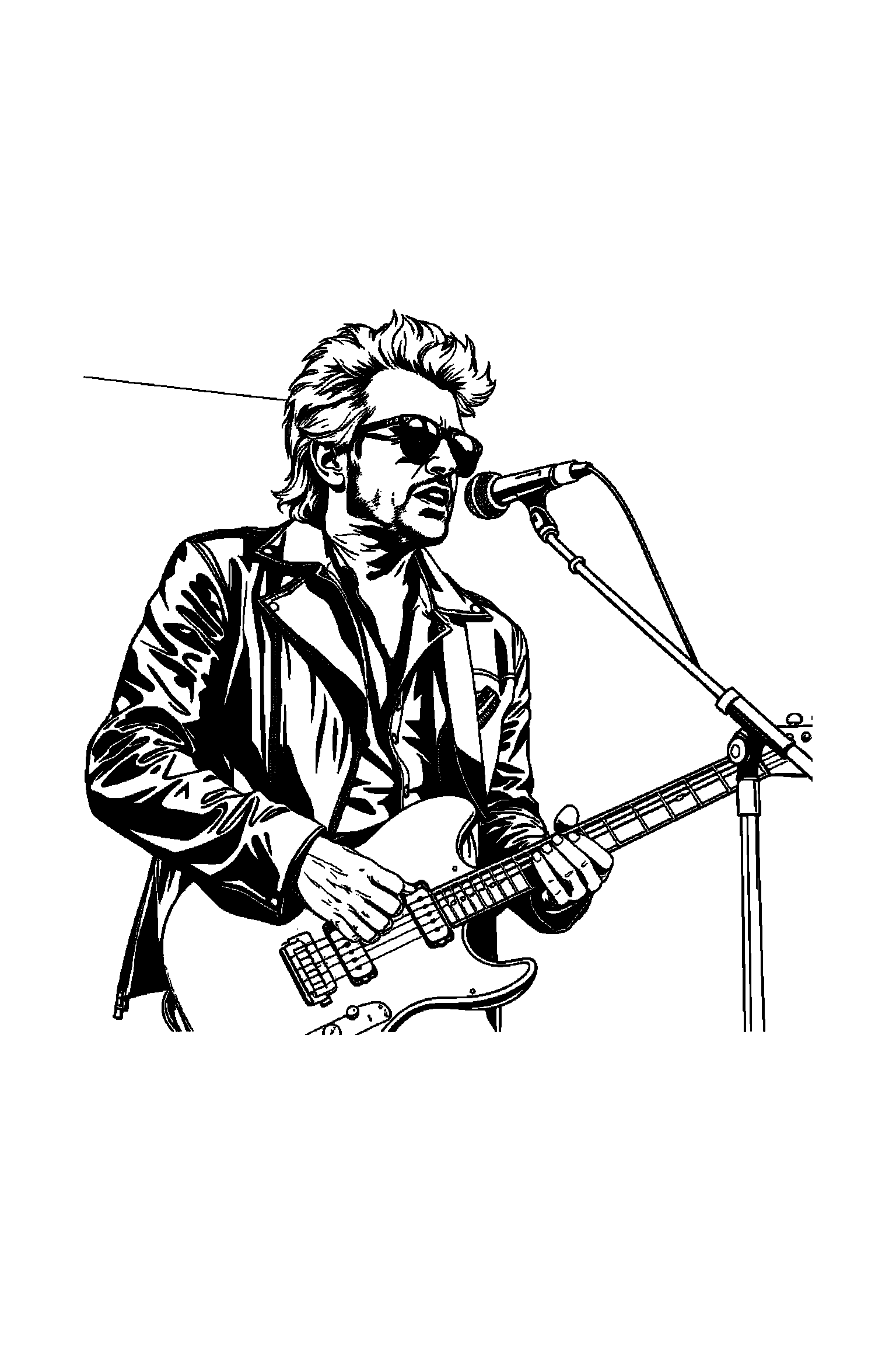 Coloriage Johnny Hallyday gratuit à imprimer - l'univers rock de Johnny avec arrière-plan complet à colorier Coloriage Johnny Hallyday gratuit à imprimer : l'univers rock de Johnny avec arrière-plan complet à colorier
