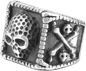 Bague tête de mort Johnny Hallyday en acier inoxydable pour homme