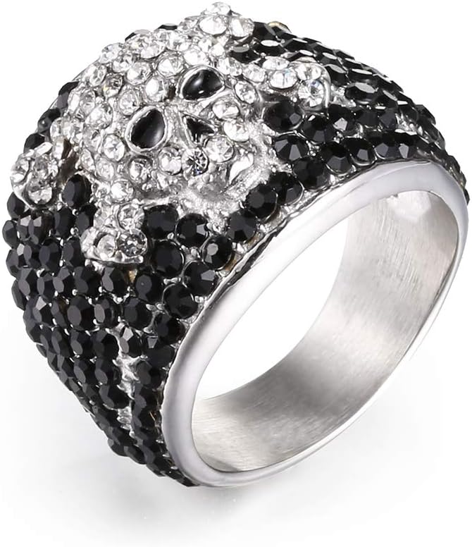 Bague Johnny Hallyday en acier inoxydable titane, anneau crâne Ringskull-A