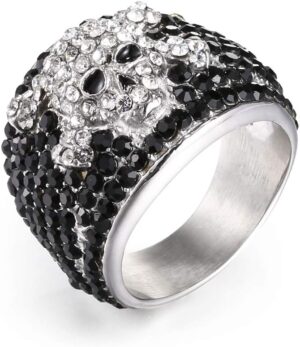Bague Johnny Hallyday tête de mort en Acier inoxydable titane