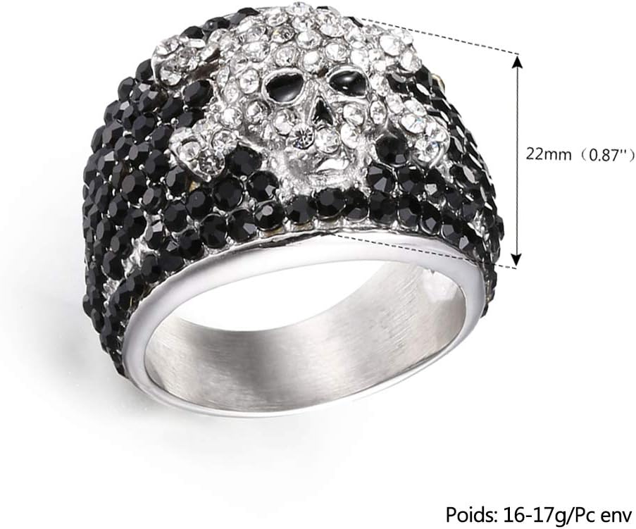 Bague Johnny Hallyday en acier inoxydable titane, anneau crâne Ringskull-A – Image 3