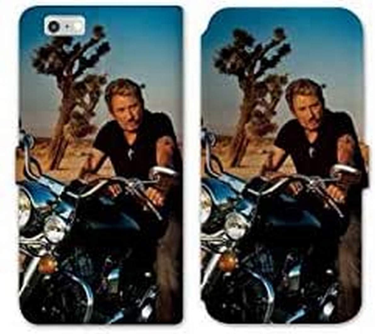 Étui portefeuille Johnny Hallyday Moto en cuir pour iPhone 7, 8 et SE 2020