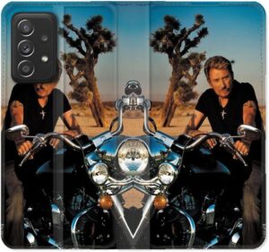 Housse portefeuille en cuir Johnny Hallyday Moto pour Samsung Galaxy A33 5G