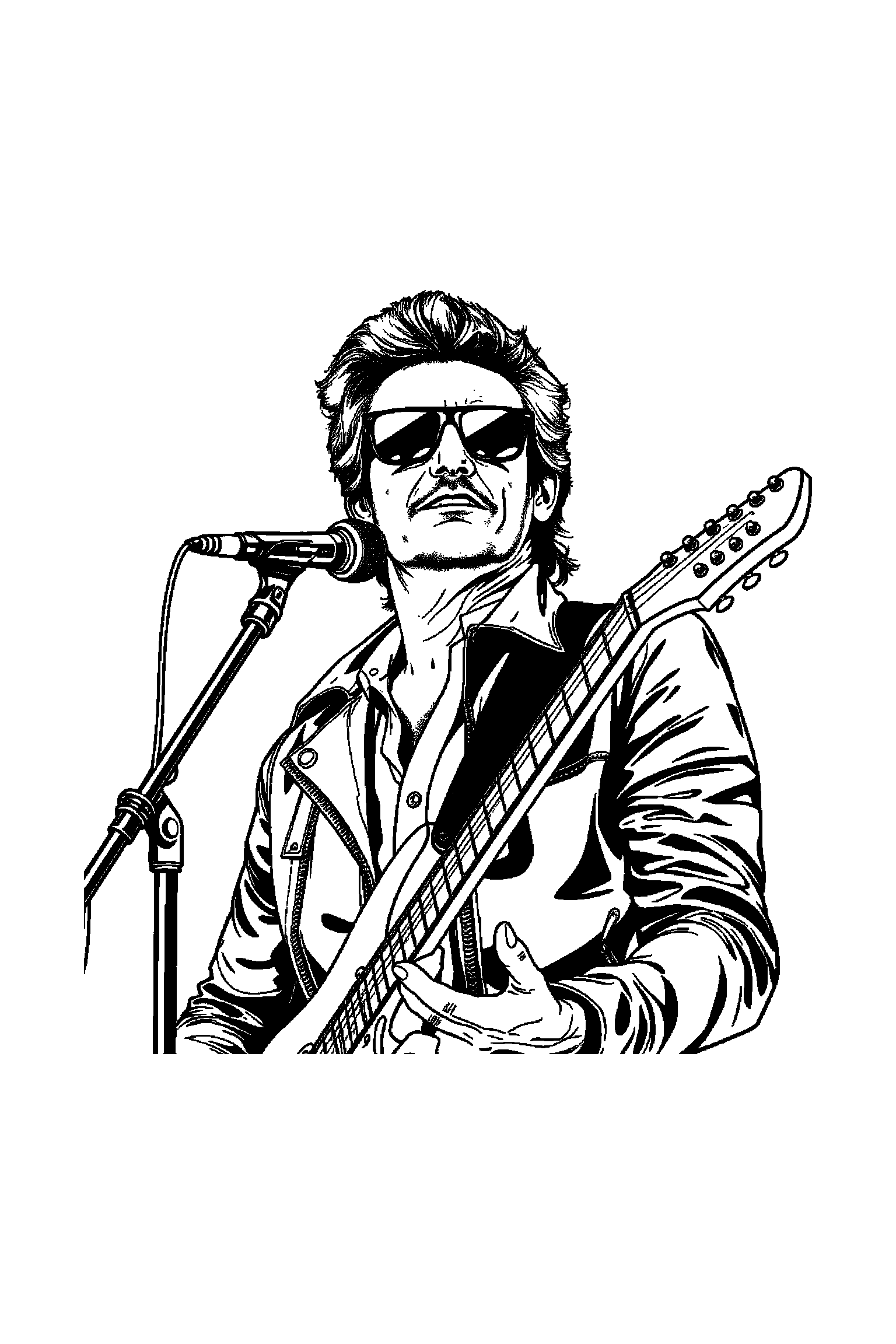 Coloriage Johnny Hallyday gratuit à imprimer - grand coloriage détaillé de une silhouette de concert avec lignes de projecteurs Coloriage Johnny Hallyday gratuit à imprimer : grand coloriage détaillé de une silhouette de concert avec lignes de projecteurs