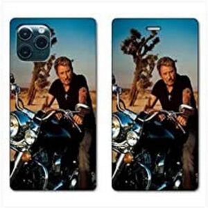 Housse portefeuille en cuir Johnny Hallyday Moto pour iPhone 11 6,1