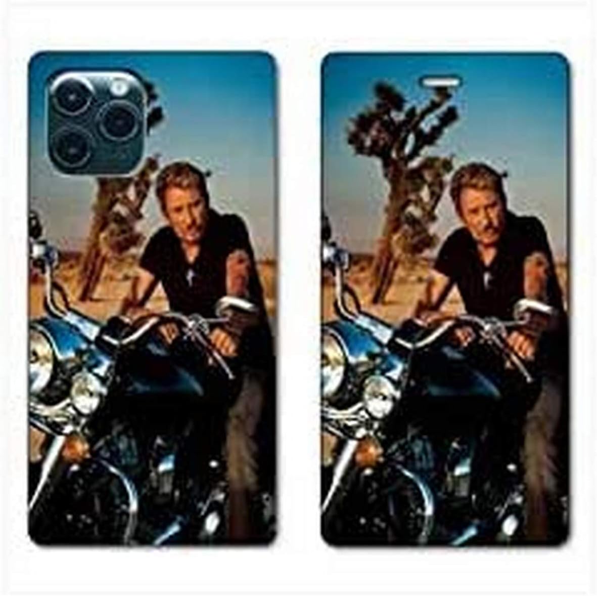 Housse portefeuille en cuir Johnny Hallyday Moto pour iPhone 11 6,1