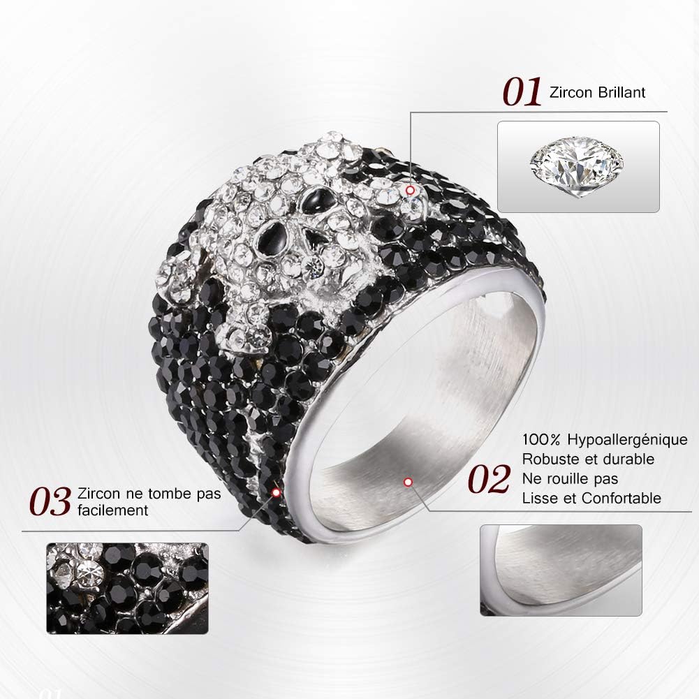 Bague Johnny Hallyday tête de mort rock en acier inoxydable – Image 2
