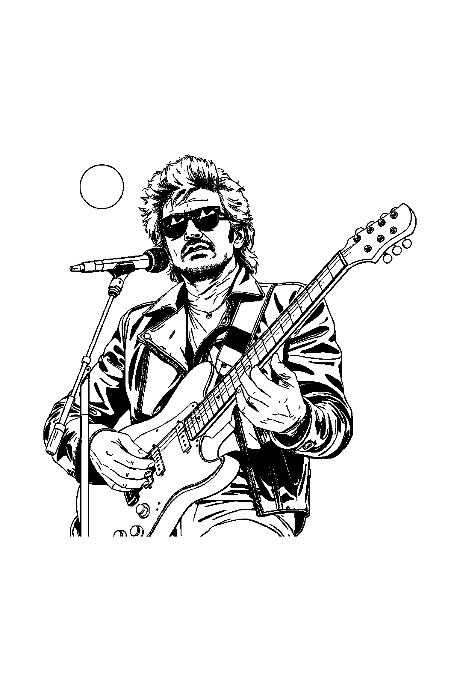 Coloriage Johnny Hallyday gratuit à imprimer - grand coloriage détaillé de une silhouette de concert avec lignes de projecteurs Coloriage Johnny Hallyday gratuit à imprimer : grand coloriage détaillé de une silhouette de concert avec lignes de projecteurs