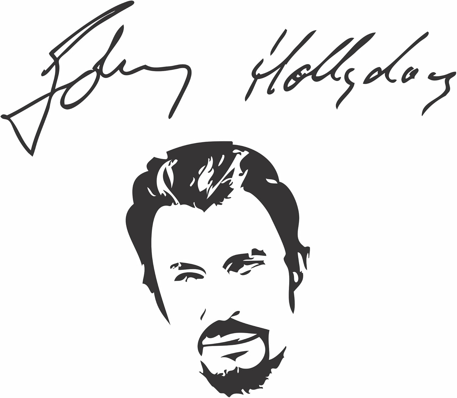 Sticker mural noir Johnny Hallyday en vinyle coloré recto-verso