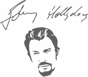 Sticker mural Johnny Hallyday anthracite en vinyle coloré