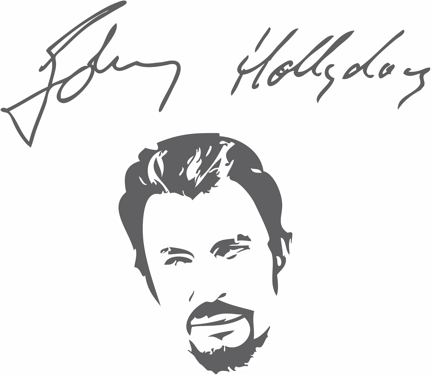 Sticker mural Johnny Hallyday anthracite en vinyle coloré