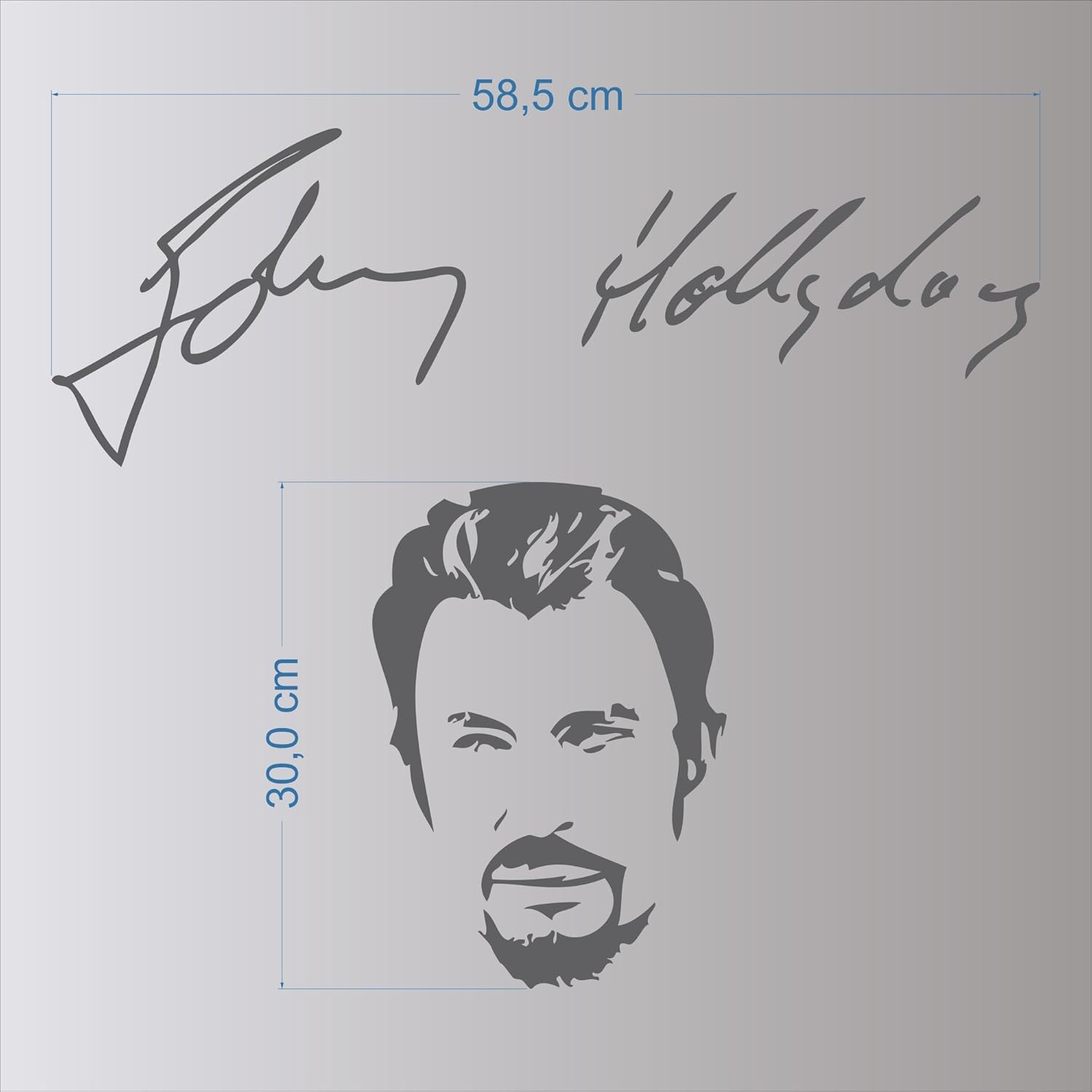 Sticker mural Johnny Hallyday anthracite en vinyle coloré – Image 2