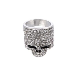 Bague Johnny Hallyday crâne en zircon, coloris au choix