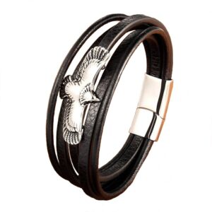 Bracelet cuir aigle Johnny Hallyday, 2 couleurs