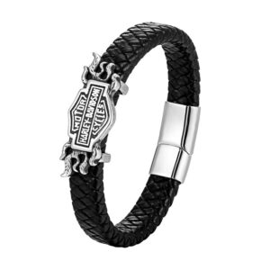 Bracelet en cuir Johnny Hallyday Biker, modèles 1 à 3 en 19 cm, 21 cm ou 23 cm