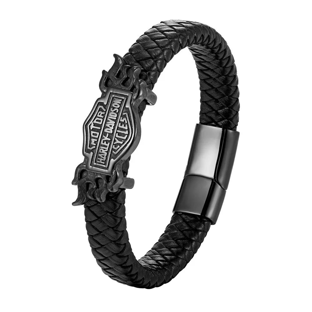 Bracelet en cuir Johnny Hallyday Biker, modèles 1 à 3 en 19 cm, 21 cm ou 23 cm – Image 2