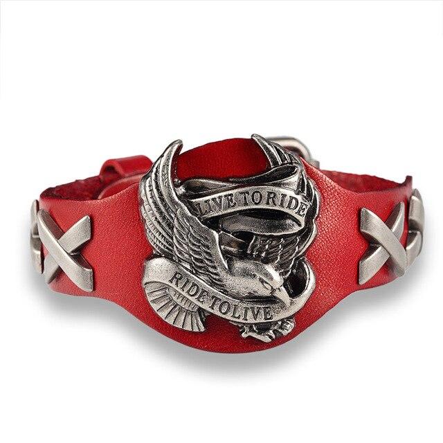 Bracelet cuir Johnny Hallyday Live to ride, Noir, Marron ou Rouge – Image 3