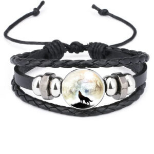 Bracelet cuir Johnny Hallyday photo loup, 16 modèles au choix