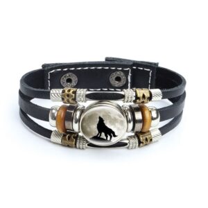 Bracelet en cuir Johnny Hallyday photo loup, 27 modèles