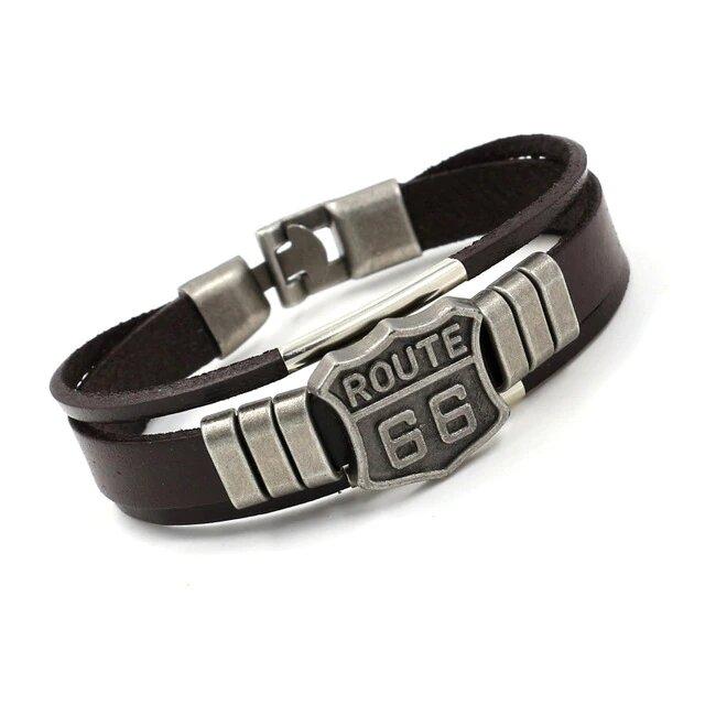 Bracelet cuir Johnny Hallyday Route 66 #2, coloris Noir ou Marron – Image 2