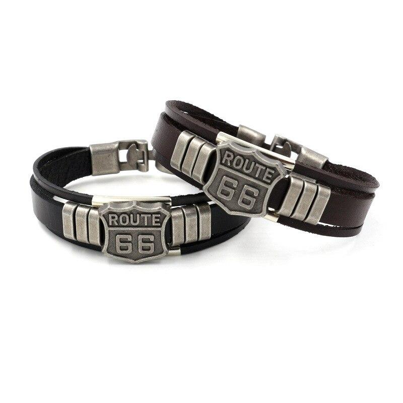 Bracelet cuir Johnny Hallyday Route 66 #2, coloris Noir ou Marron – Image 3
