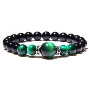 Bracelet perle Johnny Hallyday vert tailles 17 à 23 cm