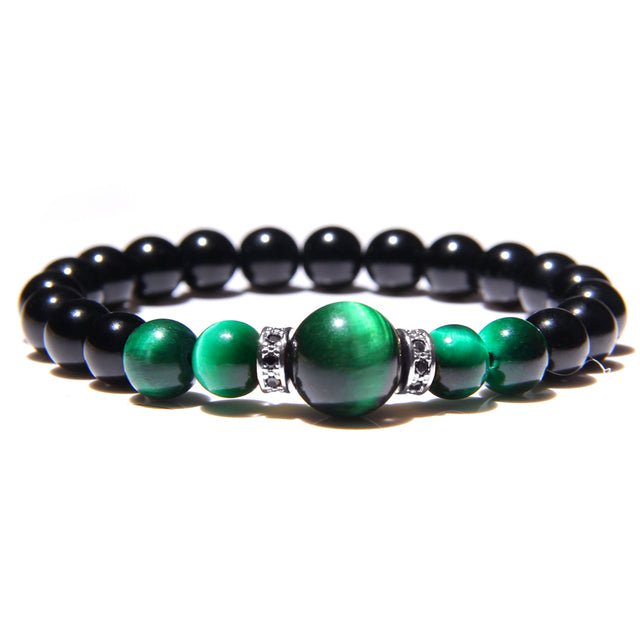 Bracelet perle Johnny Hallyday vert tailles 17 à 23 cm
