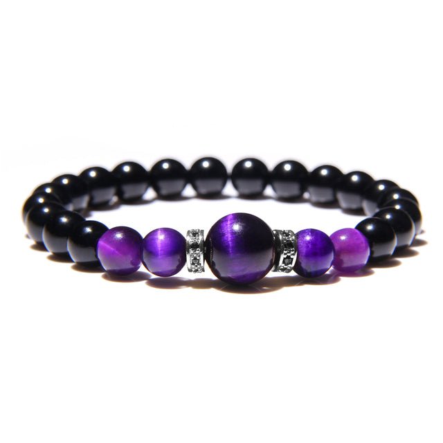Bracelet perle Johnny Hallyday violet tailles 17 à 23 cm