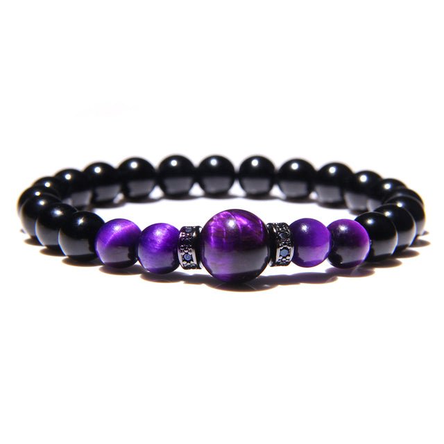 Bracelet perle Johnny Hallyday violet tailles 17 à 23 cm – Image 2