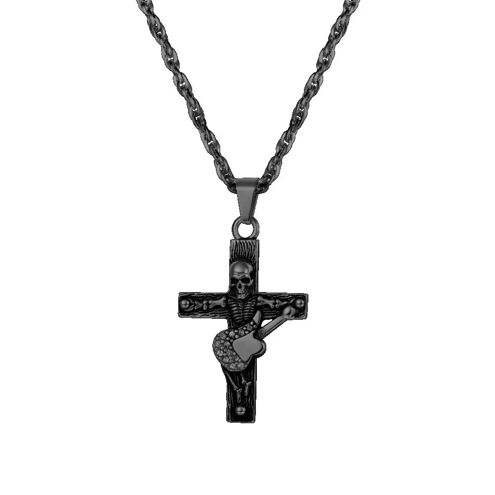Collier pendentif Johnny Hallyday croix squelette, modèles 1 et 2 – Image 2