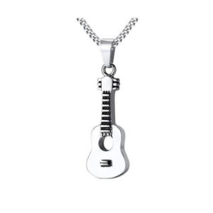 Collier pendentif Johnny Hallyday guitare acoustique, 2 couleurs