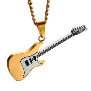Collier pendentif Johnny Hallyday guitare électrique #2, 3 couleurs